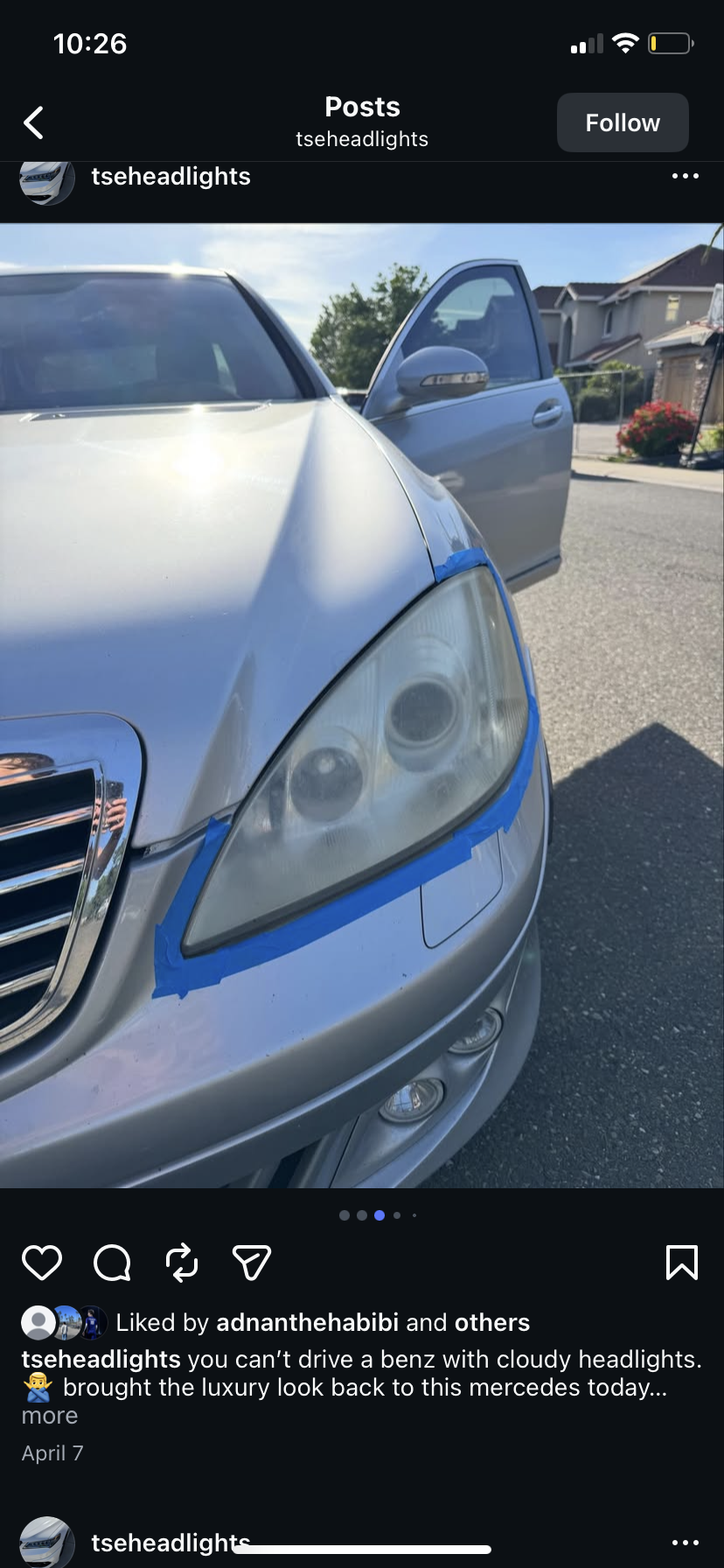 Mercedes S-Class headlight before restoration — cloudy and hazed