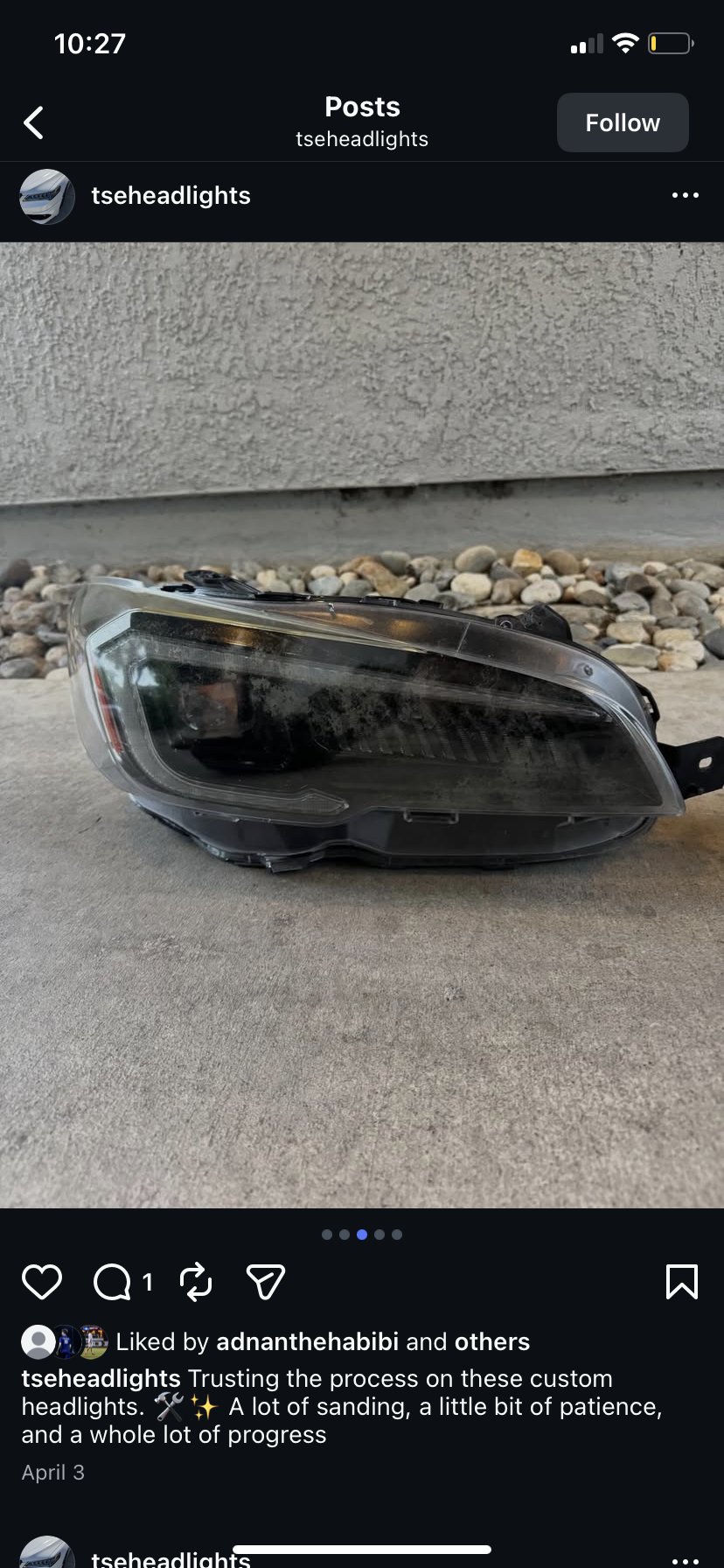 Custom headlight — removed unit before restoration