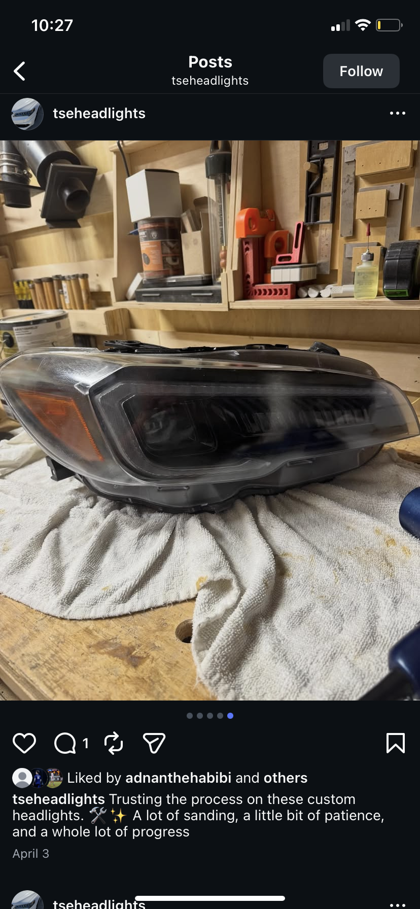 Custom headlight — bench work in progress